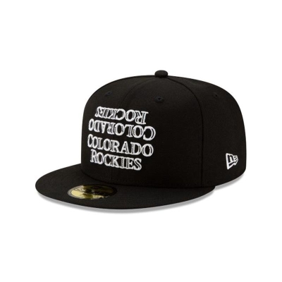 Black Colorado Rockies Hat - New Era MLB Team Mirror 59FIFTY Fitted Caps USA4837156